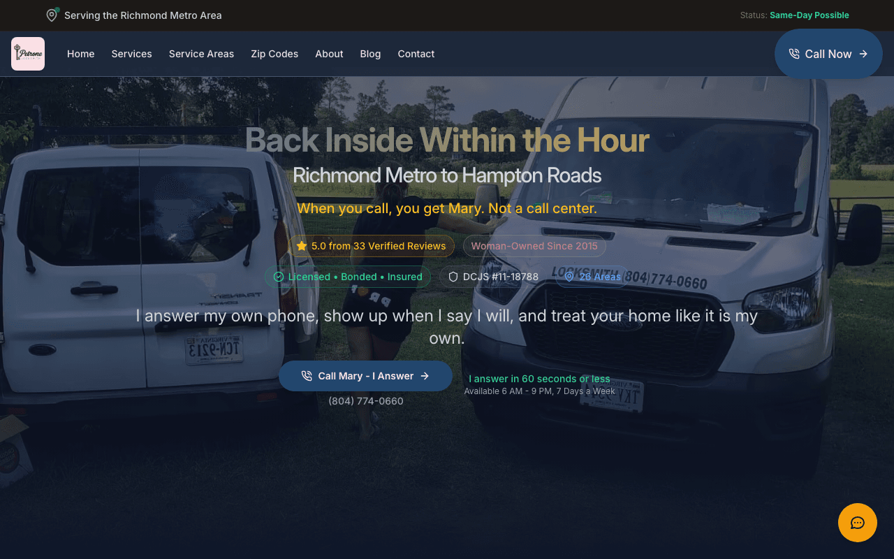 Petrone Locksmith desktop preview