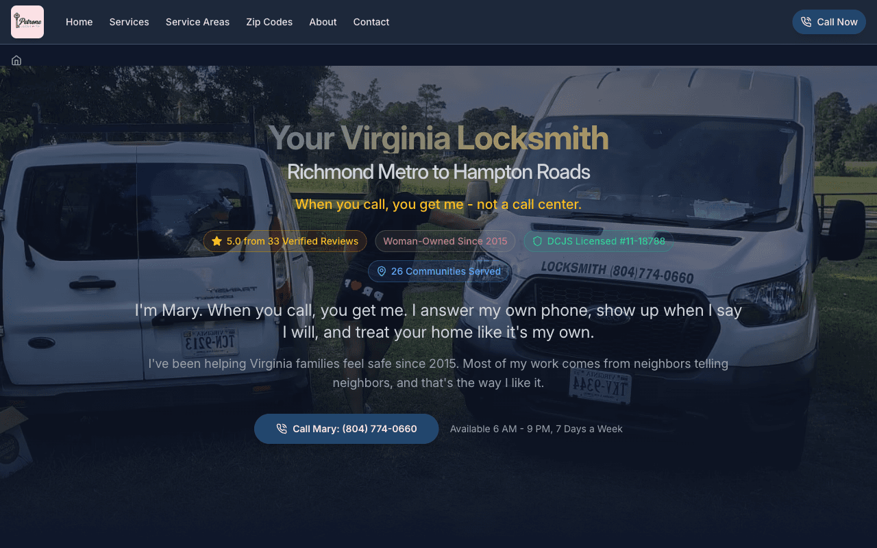 Petrone Locksmith website screenshot